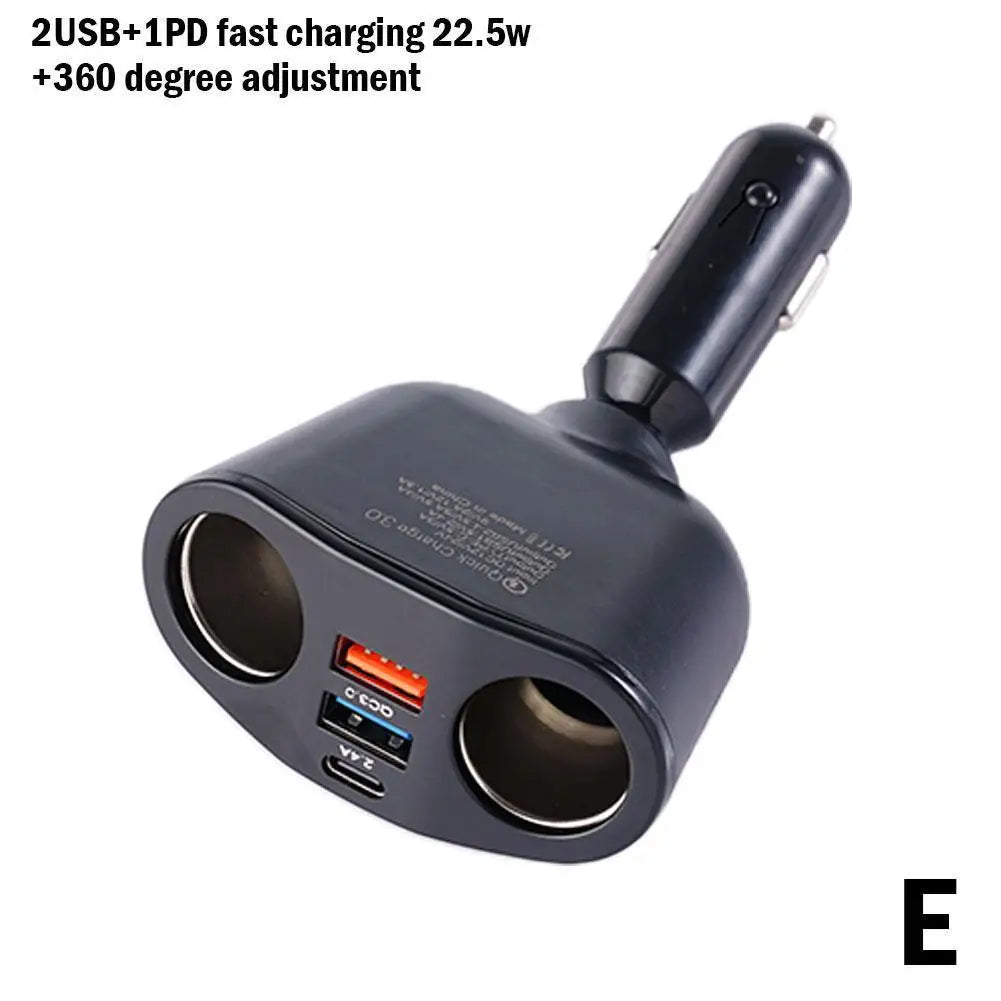 Car Cigarette Lighter PD USB Charger QC3 0 Dual Socket Splitter Qme E