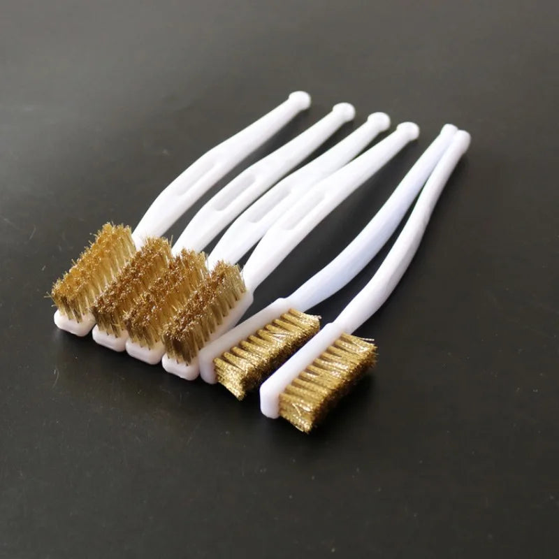 5Pcs 175mm Brass Wire Brush Mini Paint Rust Remover Steel Wire Brushes Industrial Metal Polishing Burring Cleaning Brush Qme