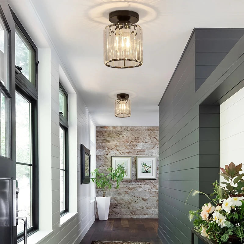 Nordic modern luxury crystal E27 ceiling light for bedrooms, corridors, restaurants, stairs, bathrooms, lighting fixtures Qme