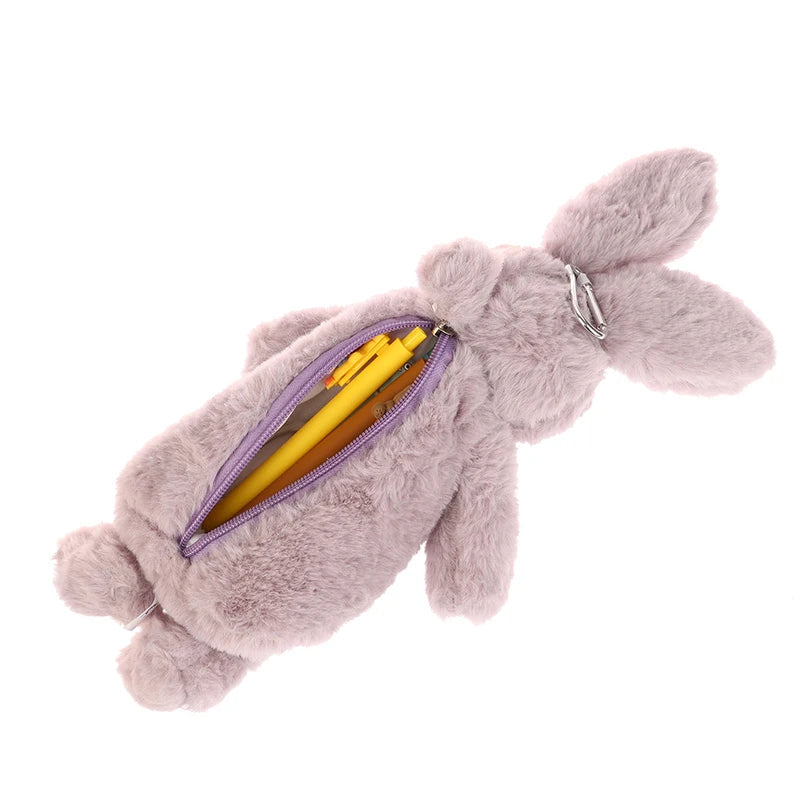 Animal Rabbit Shape Plush Pencil Case Cute Stuffed Toy Stationery Qme