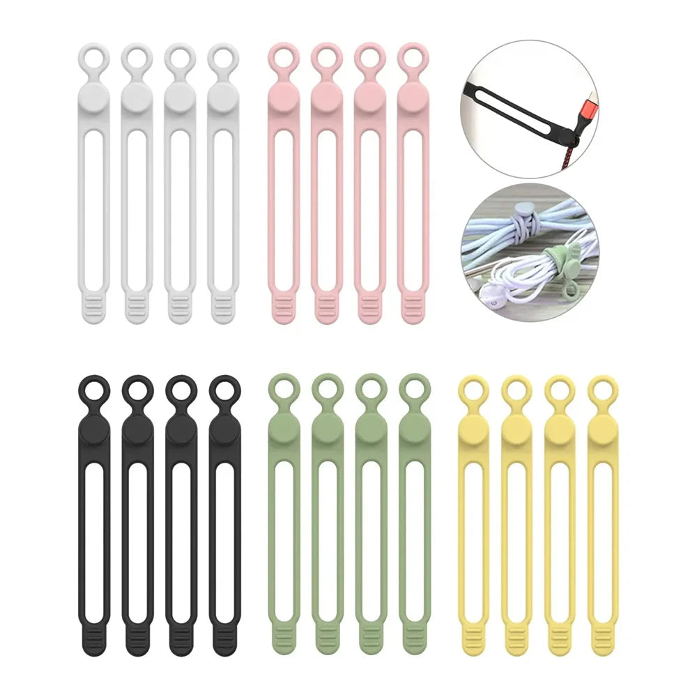 10/20pcs Reusable High-elasticity Silicone Cable Ties Stretchable Wire Storage Belt For Earphone/Phone/Computer Cable Organizer Qme 20pcs