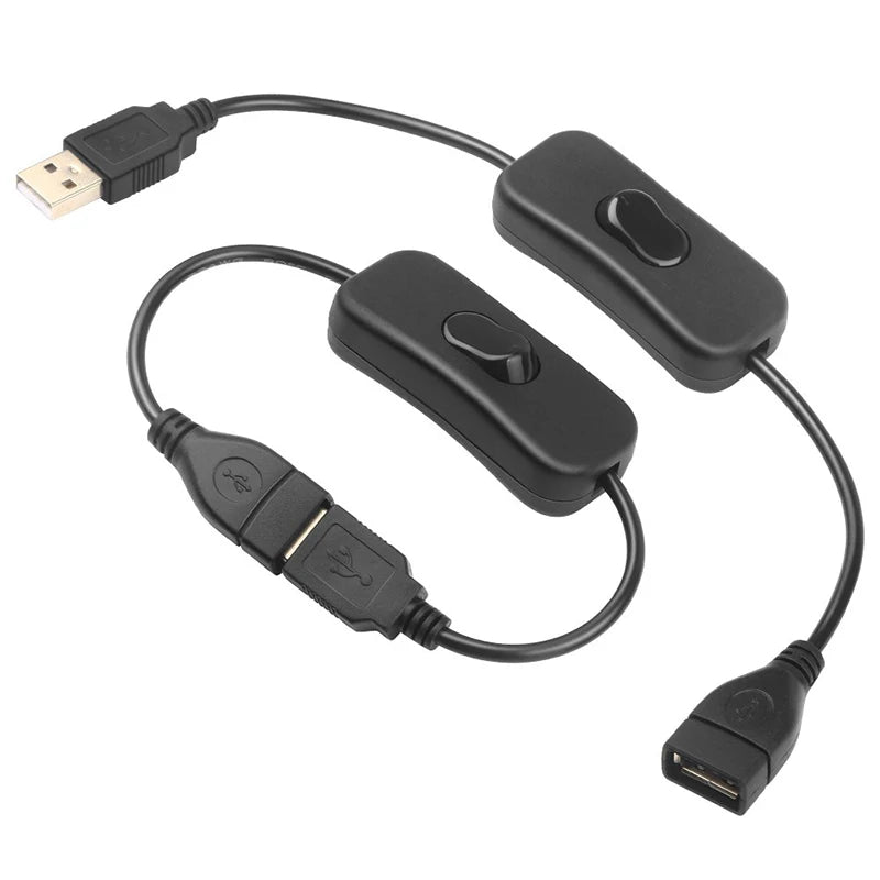 10PCS 28cm USB Cable Extension Cord With Switch ON/OFF Cable Adapter USB Male-to-master Data Cable Power Supply For USB Lamp Fan Qme