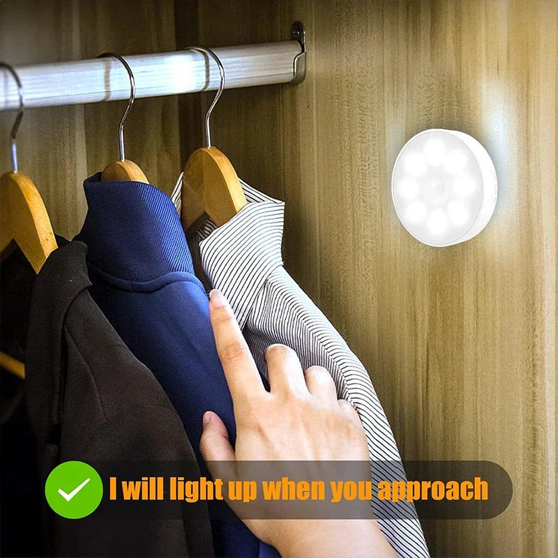 2~6 Pack Motion Sensor LED Night Light USB Rechargeable 3 Color Night Lamp Cabinet Wardrobe Lamp Staircase Wireless Closet Light Qme