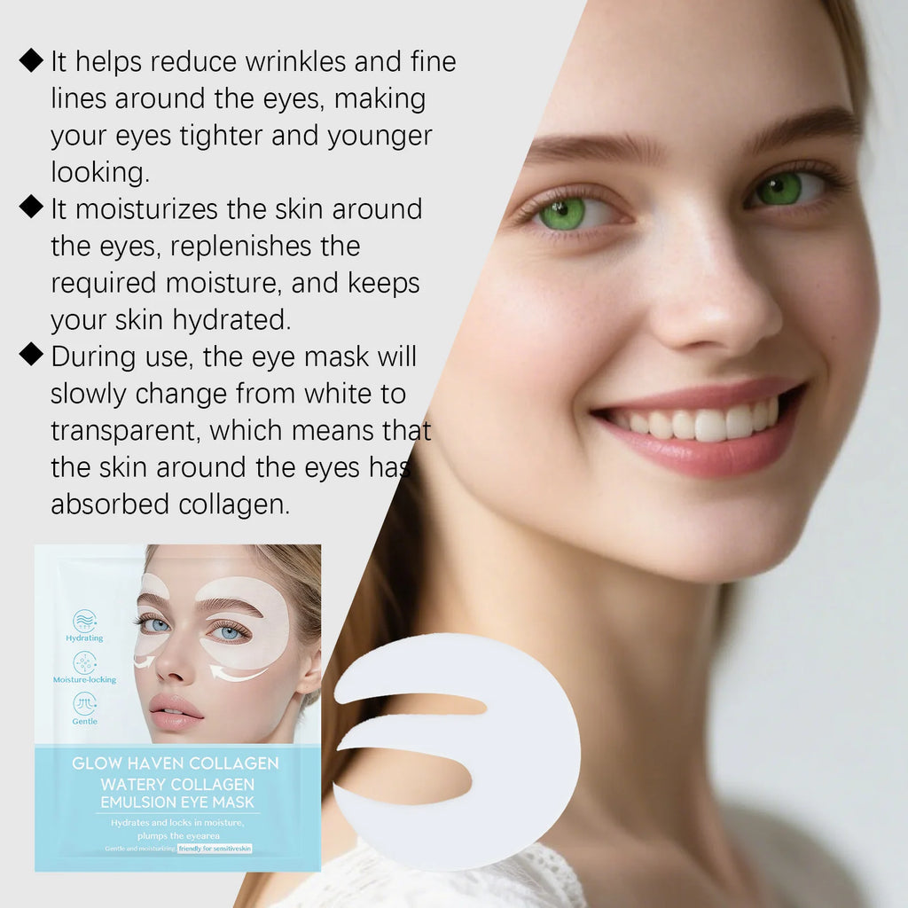Hydrolyzed Collagen Eye Mask Hydrating Firming Anti-Wrinkle Under Eye Patches Anti Puffiness Dark Circles Soft Eye Contour Skin Qme