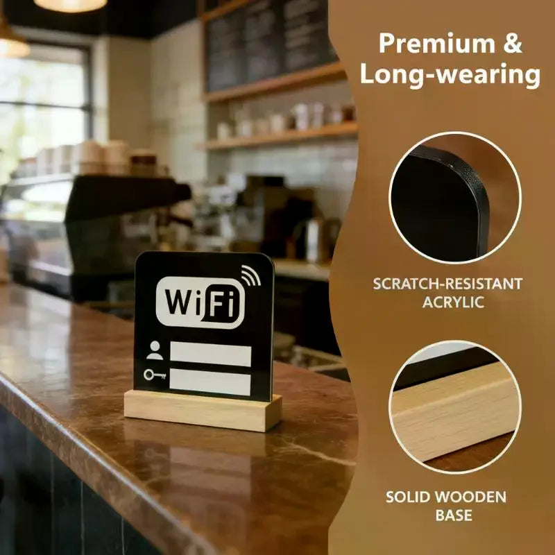 1 Acrylic Mirror Wifi Sign Public Places House Shops Handwriting Qme