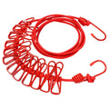 Portable Clothing Clothesline with 12 Clips Retractable Travel Elastic Camping Non-slip Clothesline for Outdoor and Indoor Use Qme Red