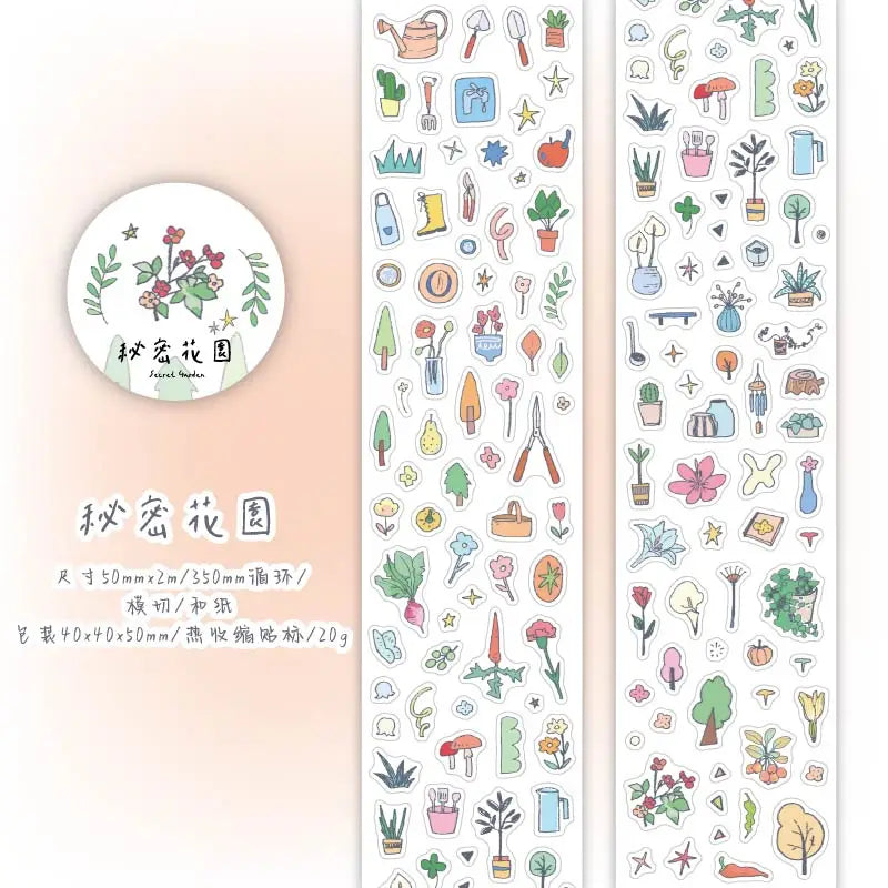 1 Roll Mini Doodle Theme Die-Cut Tape for Journal DIY Scrapbooking Collage Phone Case Notebook Decoration Qme 4