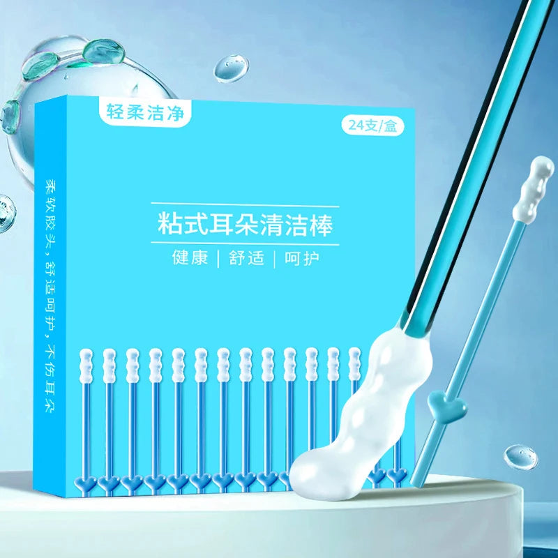 Box Ear Swabs Silicone Disposable Soft Cleaner Sticky Earwax Remover Qme
