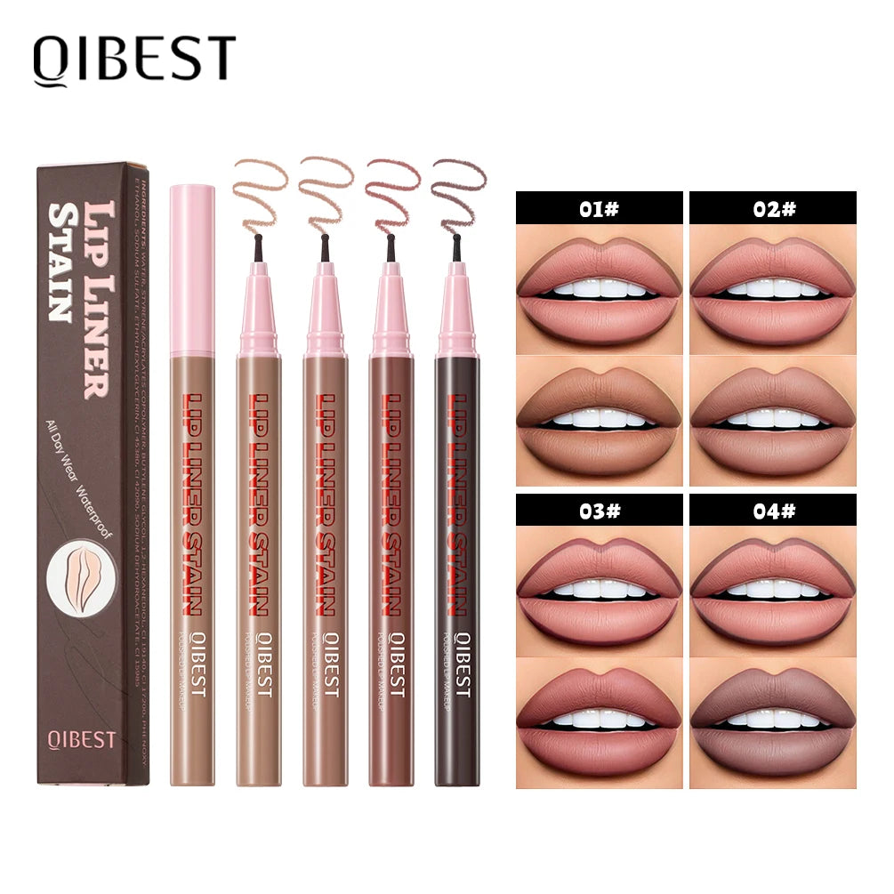 QIBEST Matte Liquid Lipliner Waterproof Lip Plumping Stain Natural Lip Liner Outline Lips Contour Pen Long Lasting Cosmetics Qme