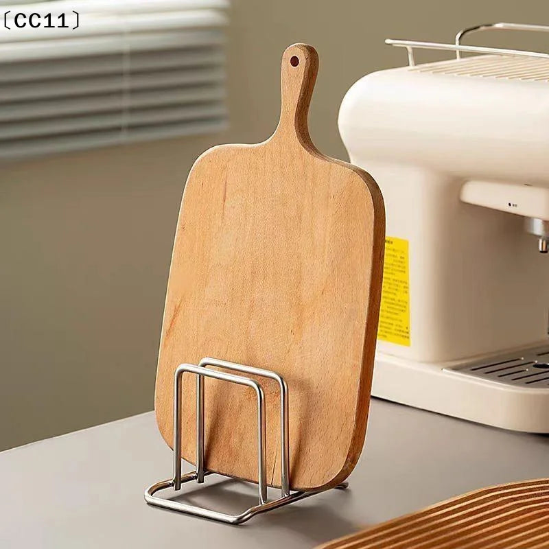 Stainless Steel Household Pot Lid Rack Cutting Board Kitchen Storage Qme