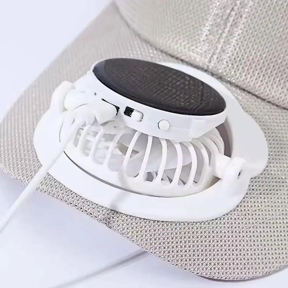 Mesh Baseball Hat Solar Powered Fan Cooling Summer Outdoor Beach Sun Qme