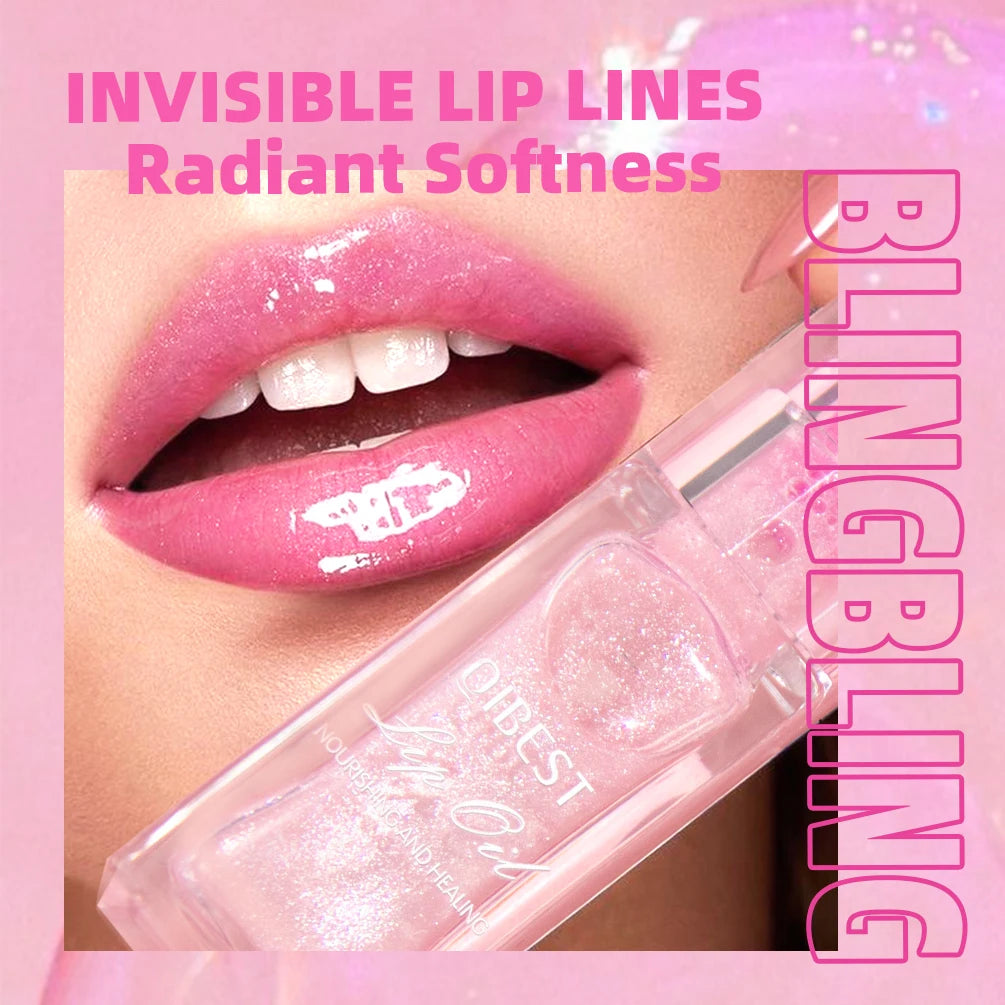 QIBEST 1pc Temperature Color Change Lip Oil Lipgloss Moisturizing Lasting Pink Clear Lip Glaze Pearlescent Lipgloss Makeup New Qme