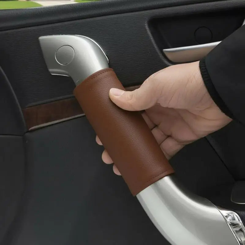 Car Door Inner Handle PU Leather Cover Protective Case Styling Qme