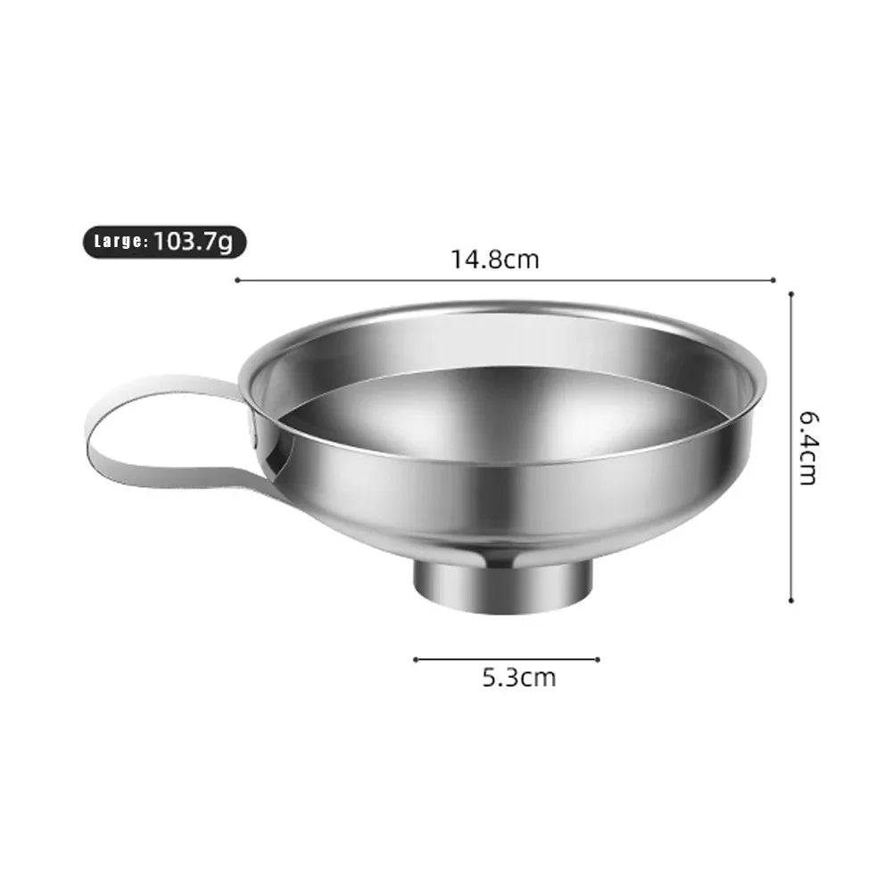 Durable Stainless Steel Kitchen Funnel Large Wide Mouth Design for Home Canning Jam Oil Liquid Pouring Daily Kitchen Use Qme 1PCS Silver large