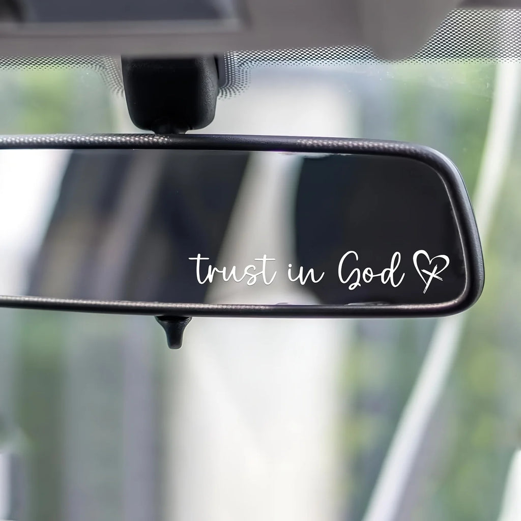 Trust in God Rearview Mirror Sticker, Car Accessories, Car Stickers, Cute Car Stickers, Mirror Decals Qme