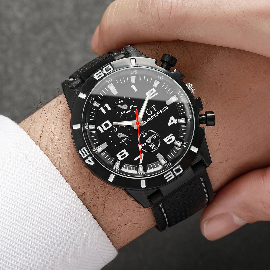 Classic and fashionable silicone car line men's quartz watch, casual and fashionable watch Qme