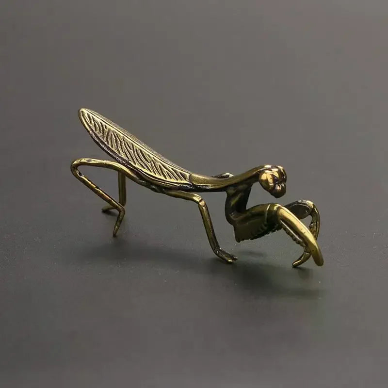 Copper Mantis Miniature Ornament Vintage Flower Pot Decoration Decorative Craft Accessories Tea Pet Antique Qme