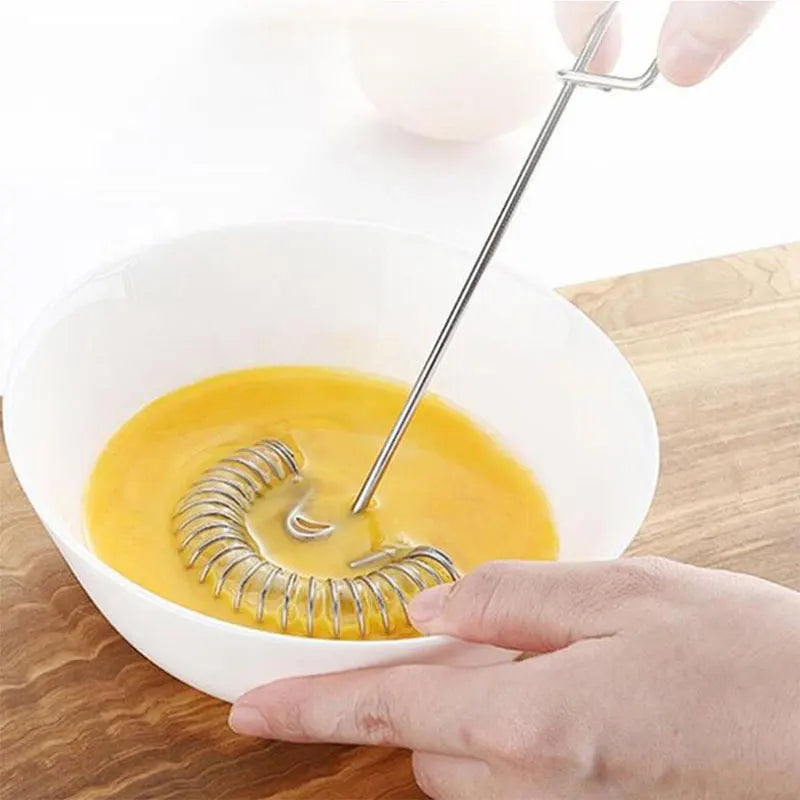 Manual Egg Beater Stainless Steel Spring Coil Mixer Egg Stirring Kitchen Tools. Qme