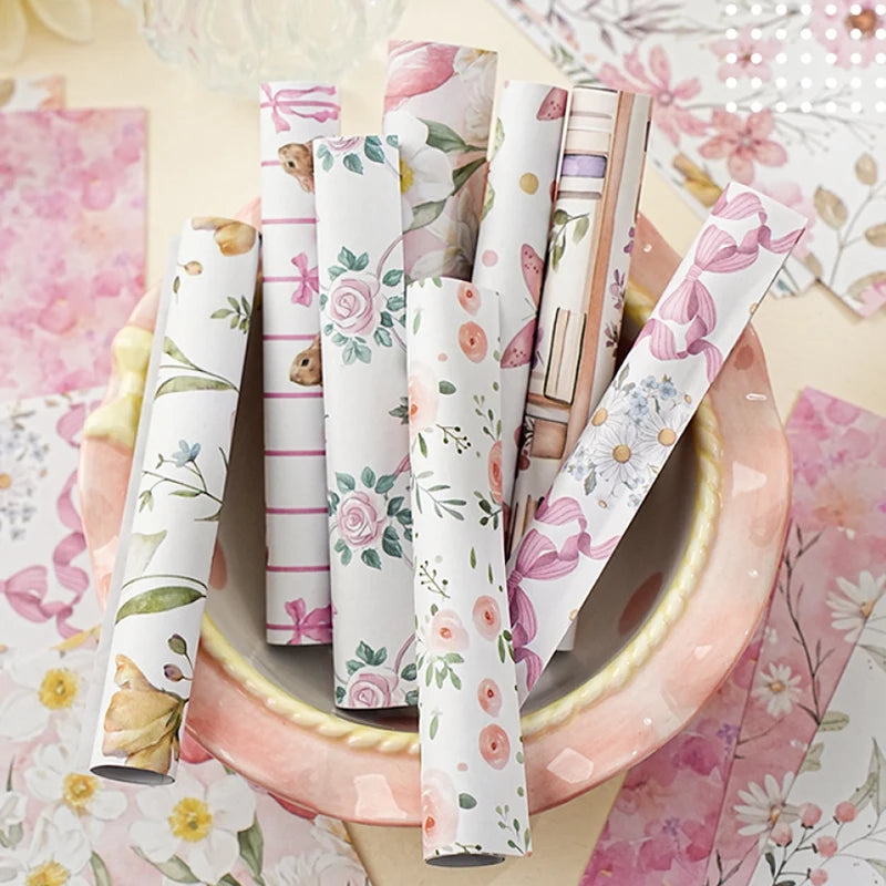 3 Bags Fresh Floral Material Paper, Gift Wrapping Decor Paper, Compatible with Various Journal Styles, Versatile High-Value Qme