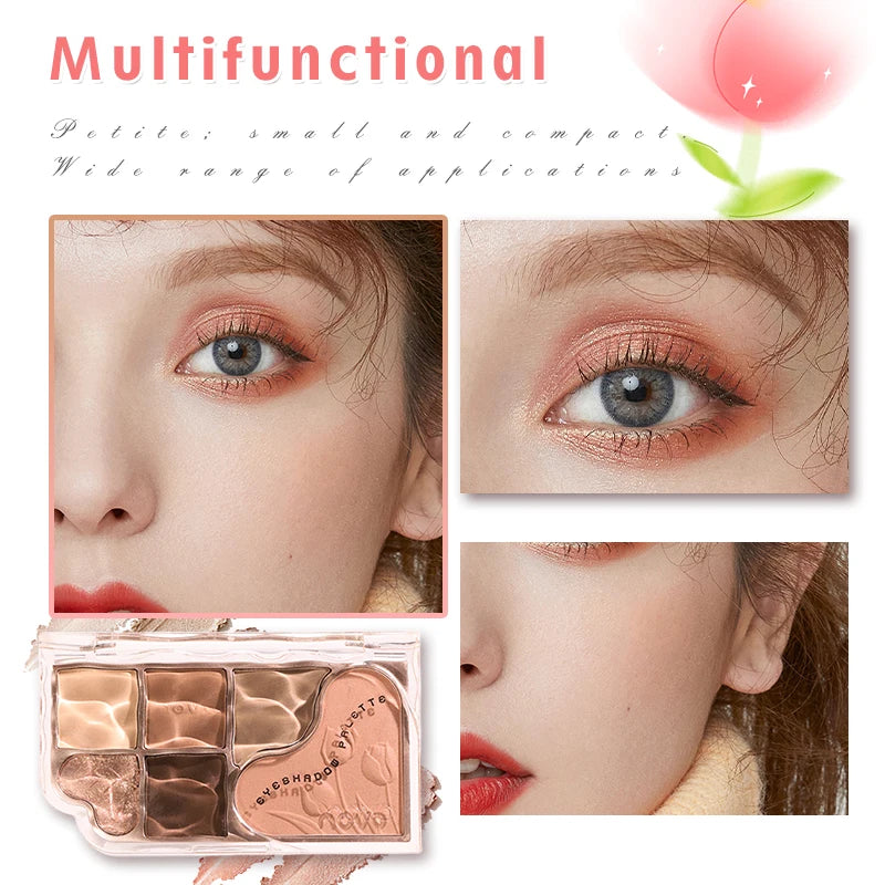 6-Color Blendable Eyeshadow Palette, Soft Smooth Fine Texture Powder Formula, Waterproof & Sweatproof, Valentine's Day gift Qme