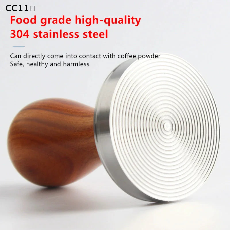 49 51 53 Wood Coffee Tamper Internal Spring Balanced Force Hammer Qme