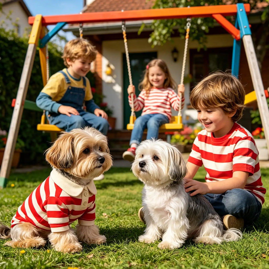 Small Dog Tshirt Casual Striped Outfits Collar Breathable Clothes Qme