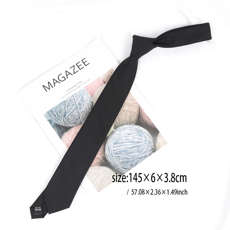 Men's Tie Cotton Black Solid Necktie Narrow Collar Slim Ties Wedding Business Casaual Party Suit Shirt Gift For Men Accessory Qme