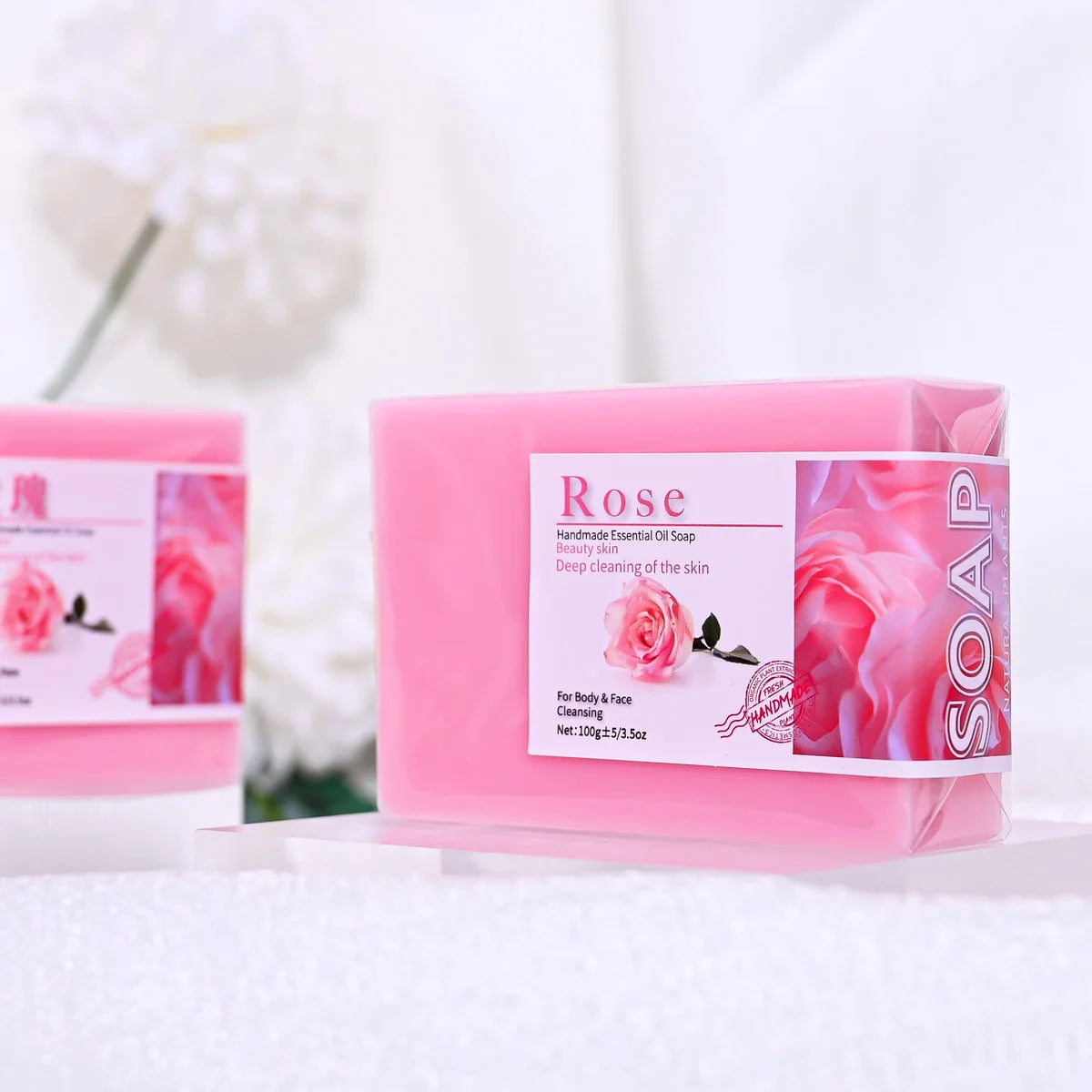 Handmade Rose Essential Oil Soap Olive Infused Skin Basic Cleaning Qme