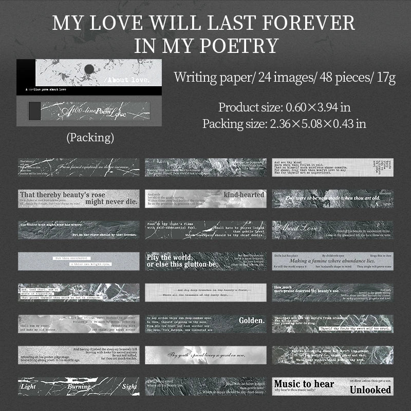48 Sheets/Bag 100 Lines of Love Themed Sticker Set for DIY Scrapbooking Journal Planner Decoration Phone Case Laptop Qme 5
