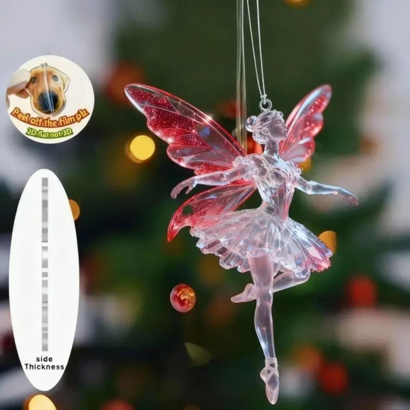 Sparkling 2D Acrylic Pendants Ballerina Simulation Christmas Tree Hangings Car Rearview Mirror Charm Decoration Ornaments Qme A7