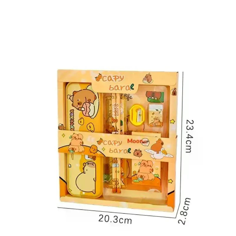 Cute Cartoon Capybara Pencil Ruler Crayon Eraser Stationery Sets Qme