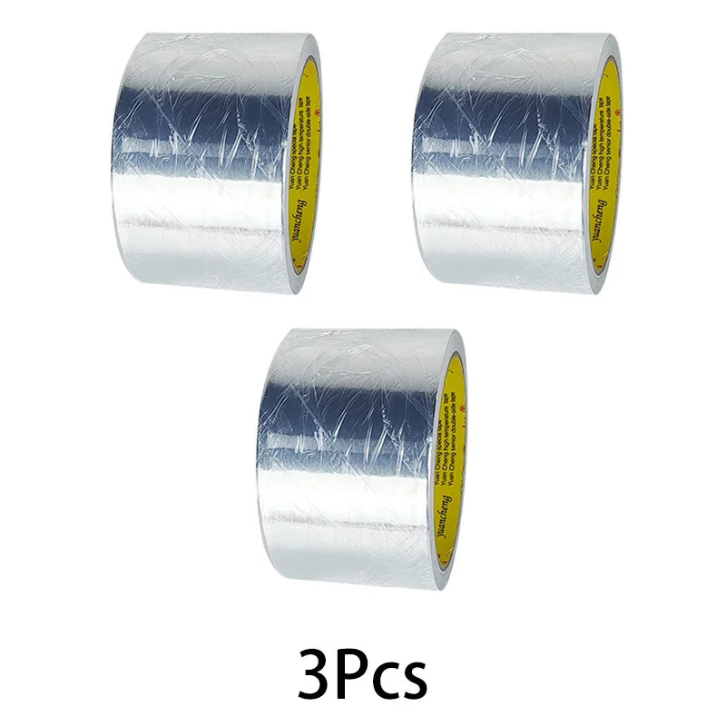 1Roll High Temperature Resistant Aluminum Foil Tape, Waterproof and Oil-proof, Flame-retardant and Sun-proof, Hand-tearable Qme 3rolls-width-58mm 20M