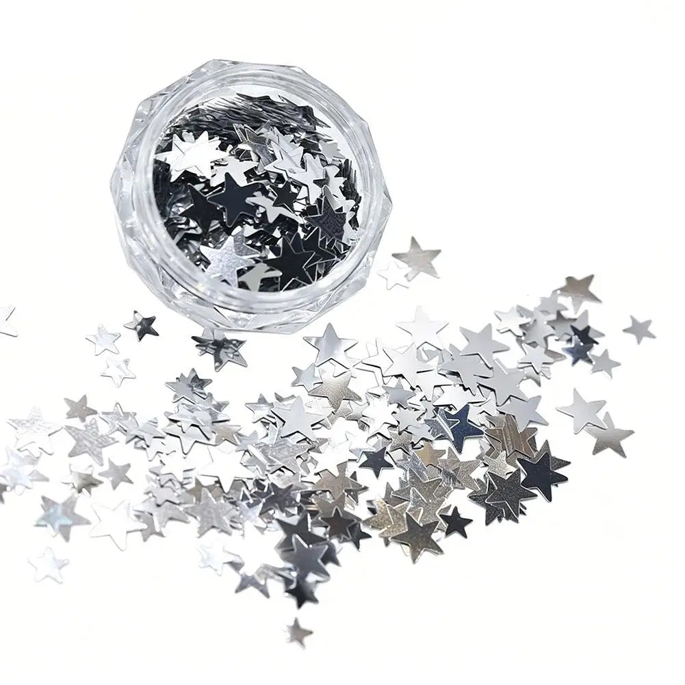 Silver Glitter Nails Design Shiny Nail Flakes Sparkling Sequins Qme D