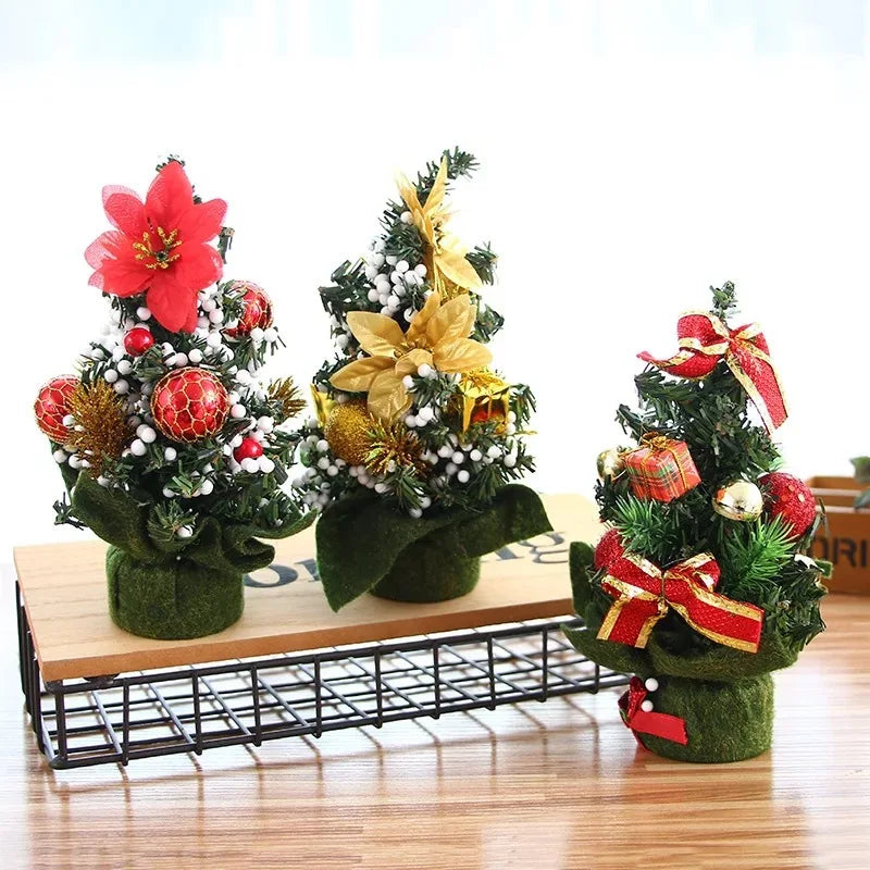 Mini Christmas Tree Small Desktop Ornament Xmas Decor Home Shop Qme