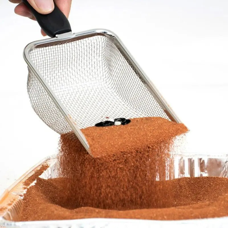 2X2mm Fine Pores Cat Sand Shovel Pet Supplies Stainless Steel Shovel Applicable Small Cat Litter Pet Feces Clean Filter Shovel Qme