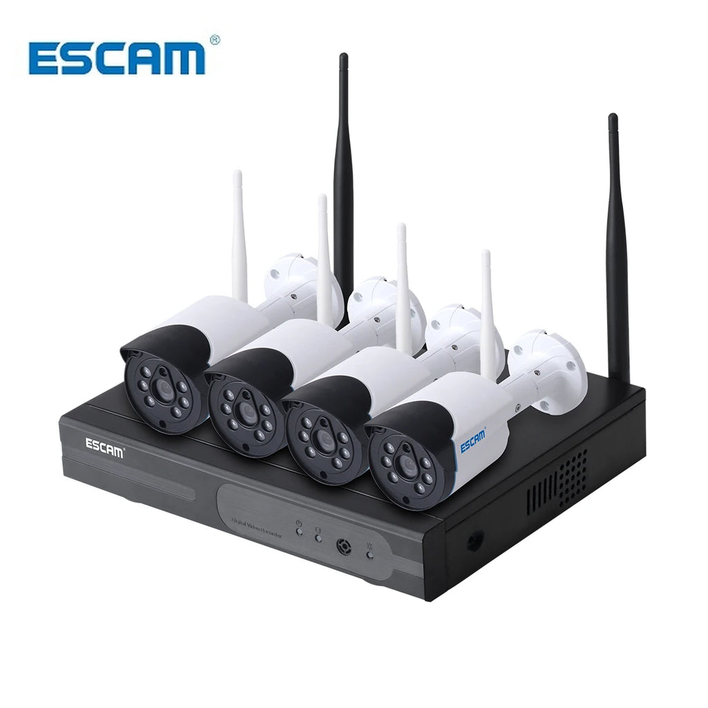 ESCAM WNK404 4CH 1080P Outdoor IR Video Wireless Surveillance Security IP Camera CCTV NVR System Kit Qme China Mainland AU Plug None