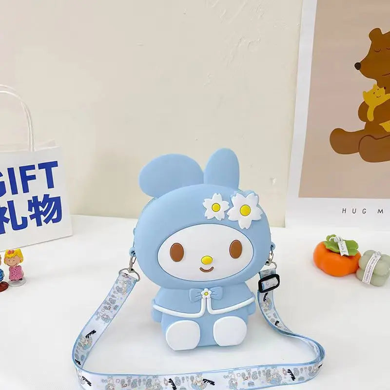 Hello Kitty Kuromi Coin Purse Cute Cartoon Student-Style Instagram-Inspired Fashion Bag Melody Silicone Crossbody Bag Qme 33Large