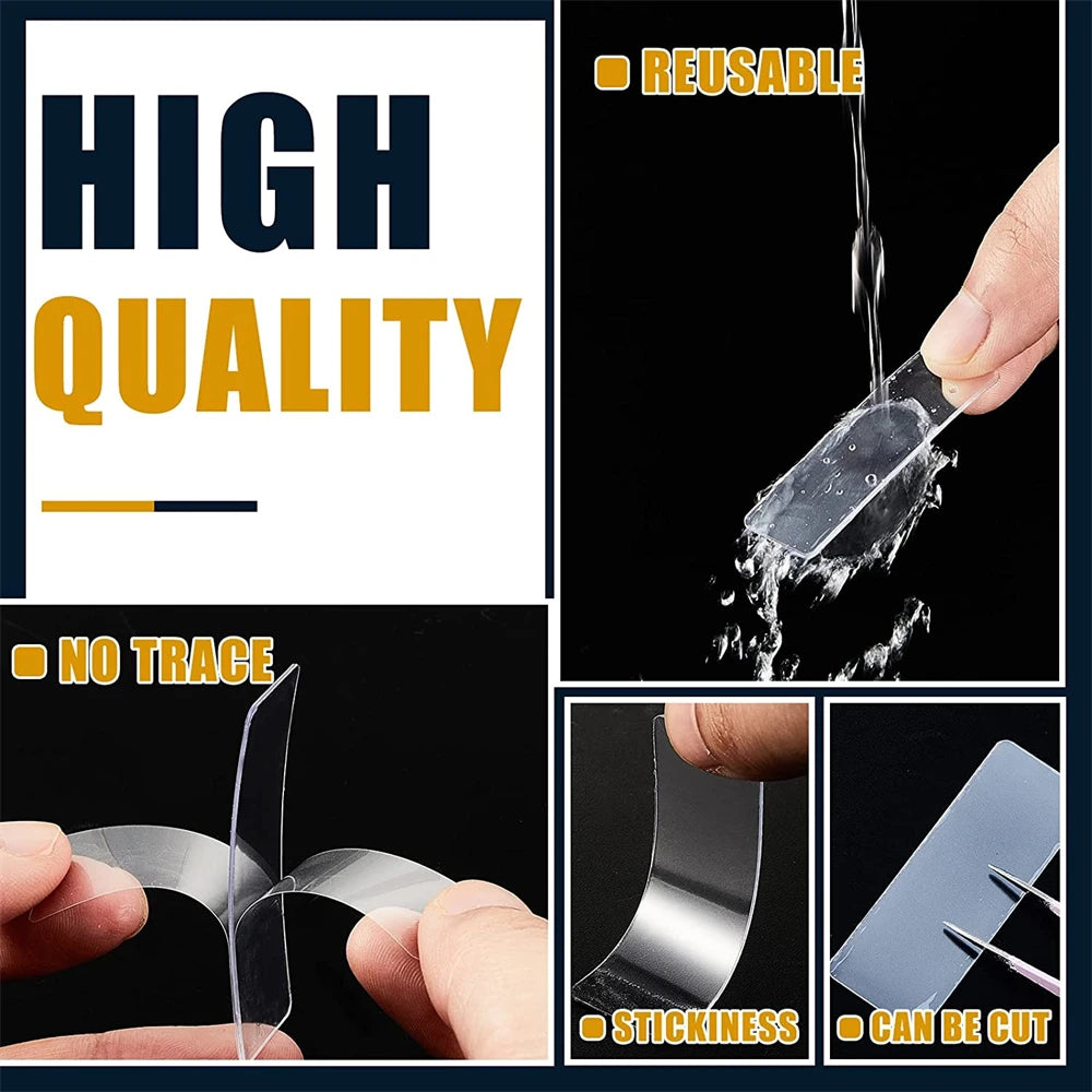 TFAAI 60Pcs/Box Ultra-strong Double-sided Adhesive Tape Transparent Non-marking Washable Mounting Sticky Double Faced Tapes Qme