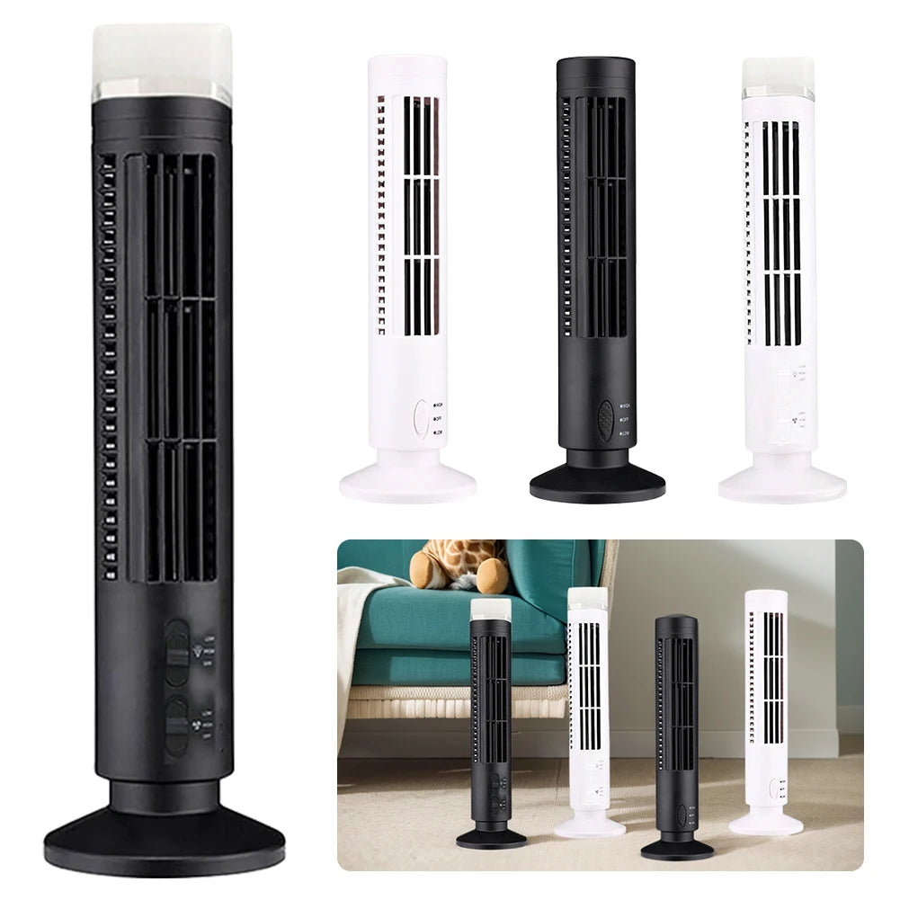 LED Tower Fan Bladeless Tower Fan 2 Gear Speed Adjustable Portable Electric Desk Fan for Home Bedroom Living Rooom Office Qme