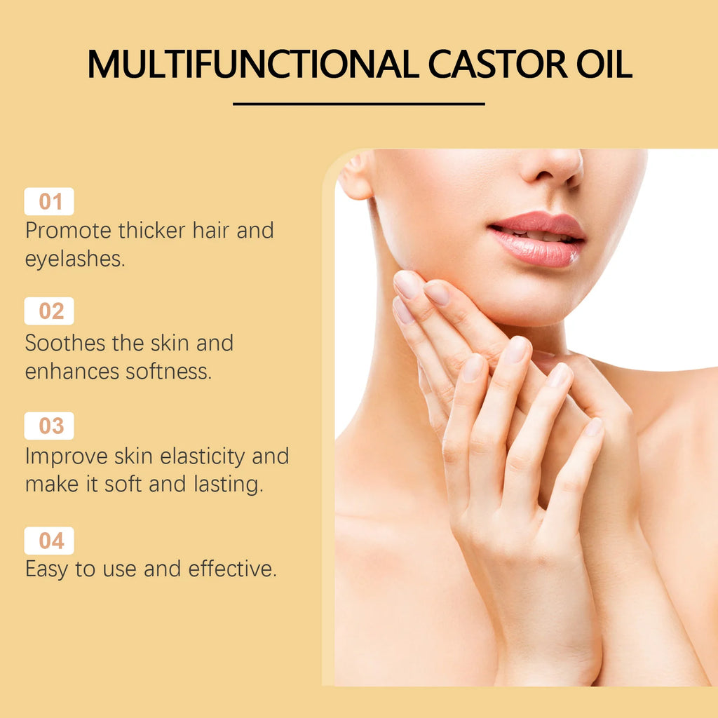 Organic Castor Oil Moisturizing Hair Eyelashes Eyebrows Emollient Relaxation Aromatherapy Brightening Body Massage Essential Oil Qme
