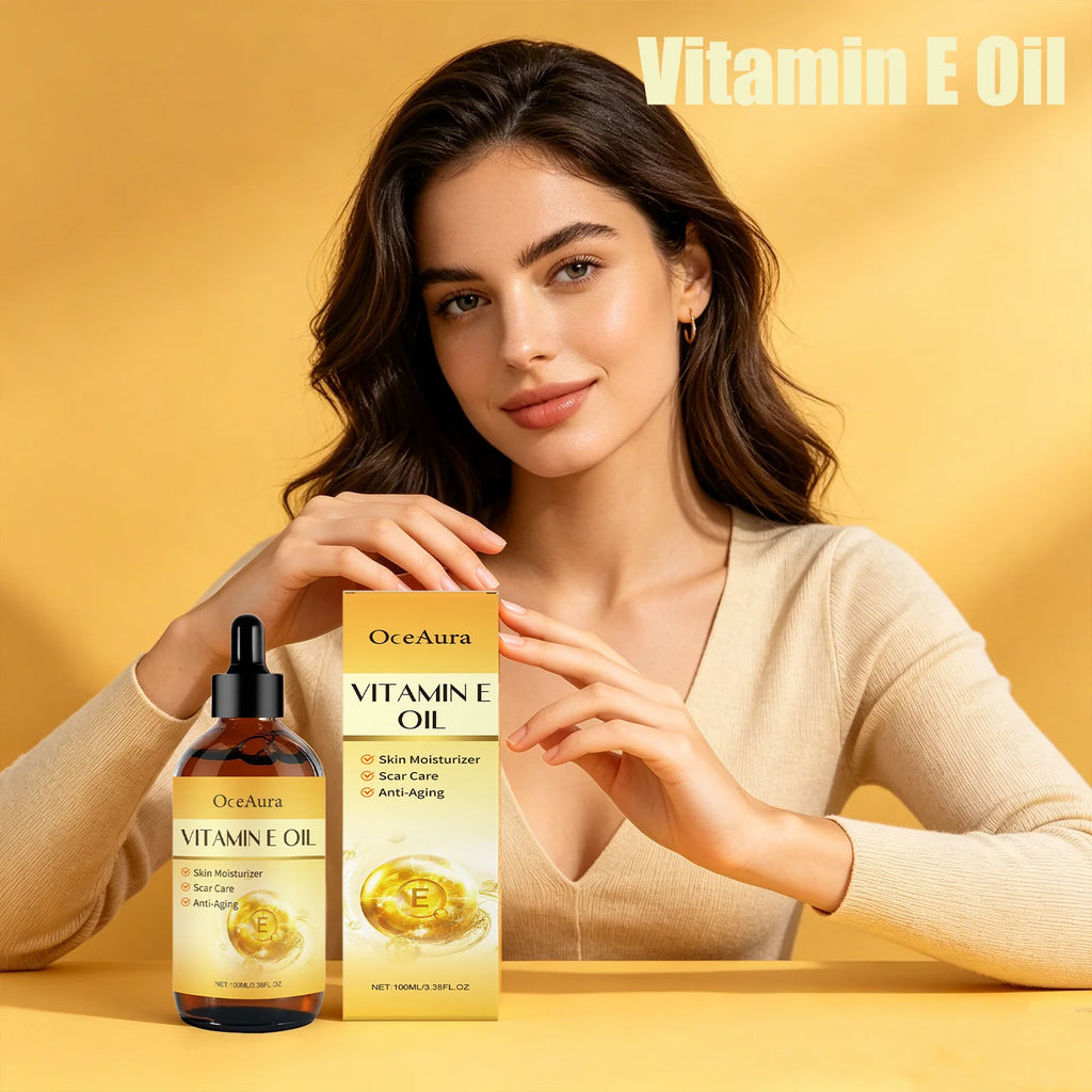 OceAura Vitamin E Oil Deep Moisturizing Fine Line Reducing Scar Repairing Hair Luster Boosting Multi Purpose Essential Oil 100mL Qme