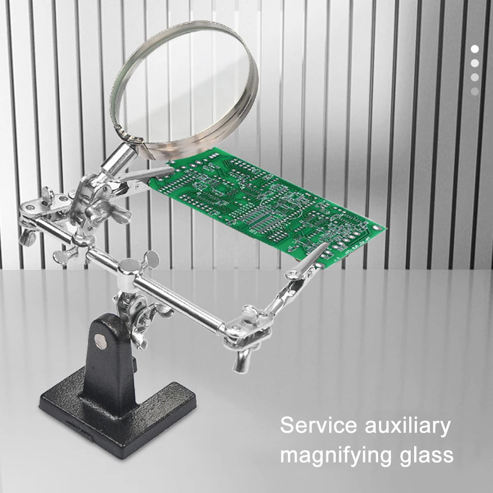 Soldering Iron Station Stand Welding Magnifying Glass Clip Clamp Qme