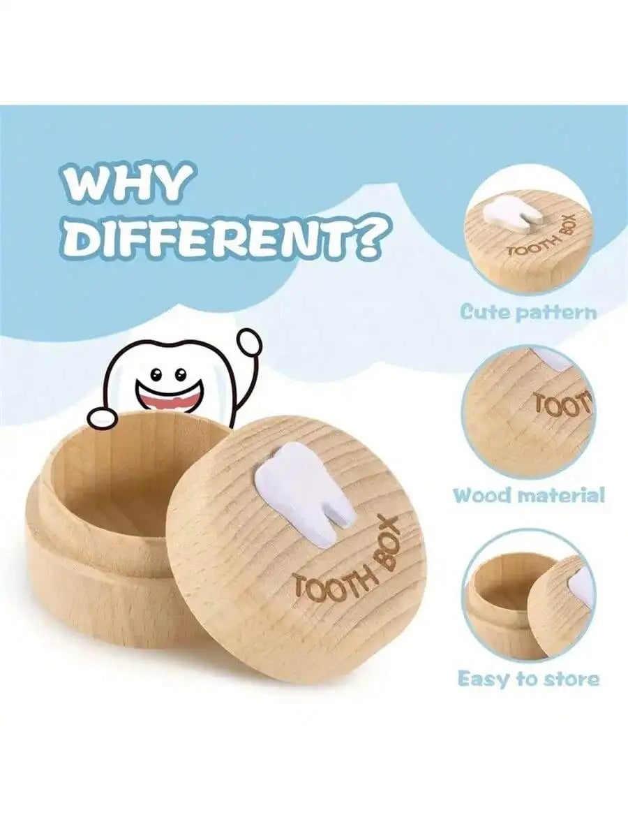 3D Carved Wooden Tooth Fairy Box Perfect Souvenir Boys Girls Qme