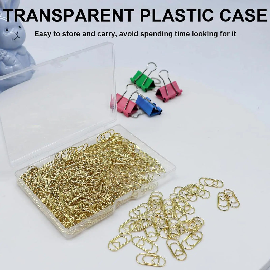 Decorative Paper Clips 100 Pieces Mini Gold Heart Planner Binder Holder Wedding Paper Clips for Home Workplace School Wedding Qme