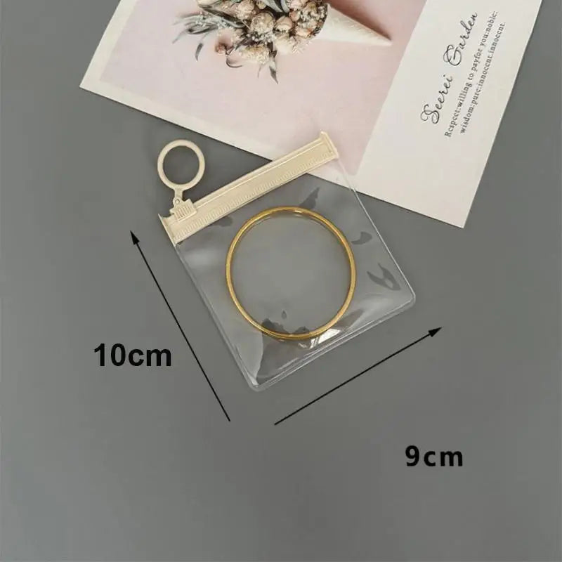 10Pcs Reusable Pink Jewelry Zipper Pouches Soft EVA Plastic Storage Envelopes for Small Jewelry Rings Home Organization Qme Beige 9X10CM