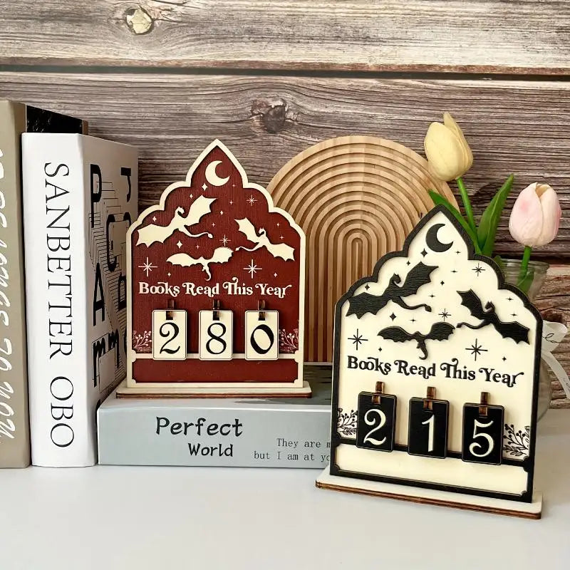 Wooden Book Read This Year Counter Reading Challenge Tracker Qme