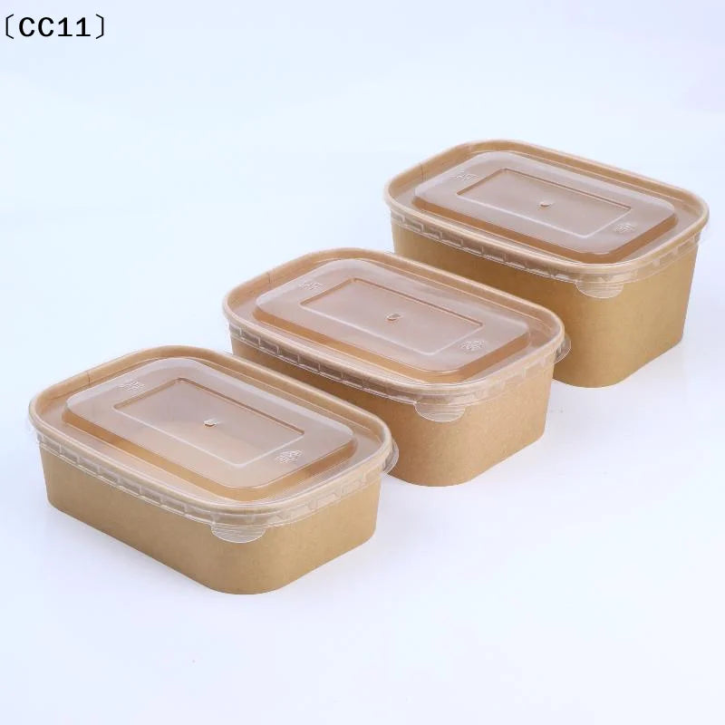 Disposable Lunch Box Kraft Paper Square Fast Food Packing Boxes Bowls Qme