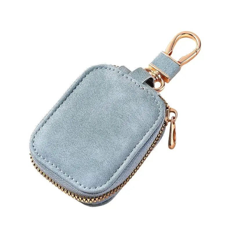 Soft Suede Car Key Protective Case Smooth Zipper Sturdy Metal Qme