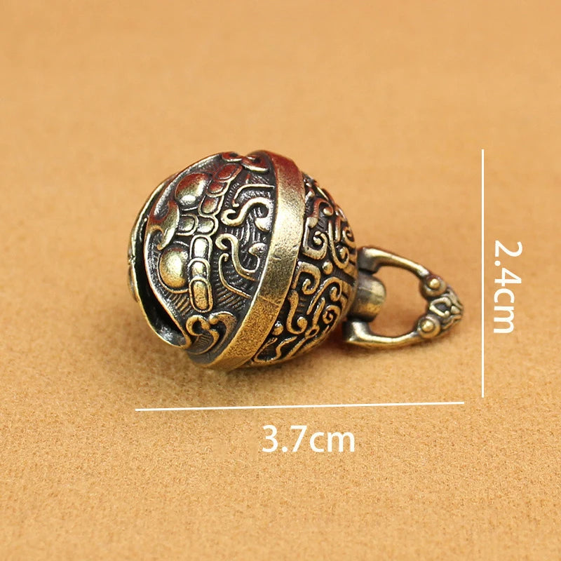 Small Pendant Men Women Vintage Brass Keychain Pure Copper Gluttonous Qme