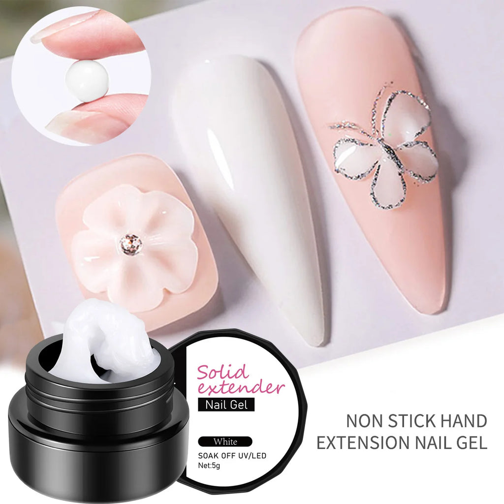 Non Stick Hand Solid Extension Nail Gel 3D Sculpting Soak Off UV LED Qme White